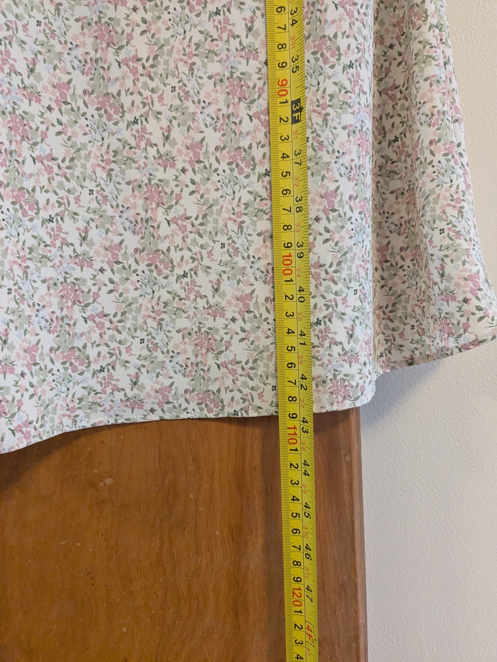 Faded Glory Vintage Pink and Cream Floral Midi Dress with Tie Neck - Picture 9 of 11